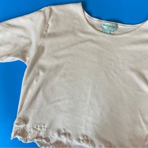Coastal Grandma Vintage Long Sleeve Sea Shell Embroidered Top